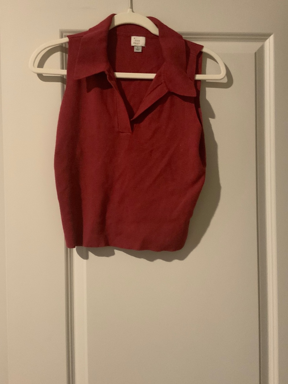 a new day Sleeveless Collared Knit Tank Top - Red